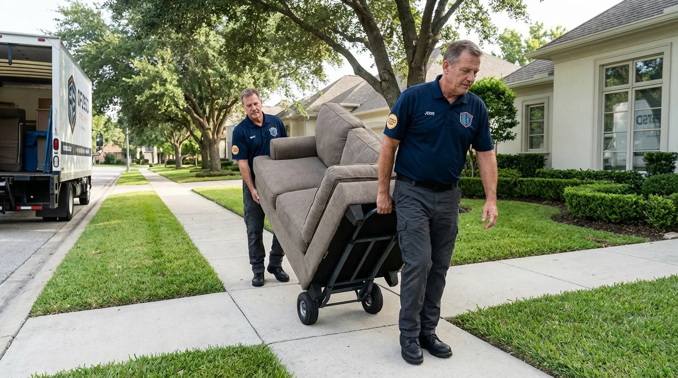 Local residential moving crew loading furniture in Santa Ana, CA